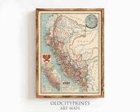 Old map of Peru 1916 Vintage Map | Vintage Map Wall Art Print