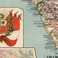 Old map of Peru 1916 Vintage Map | Vintage Map Wall Art Print