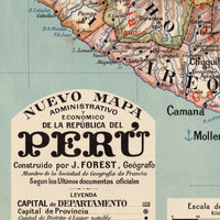 Old map of Peru 1916 Vintage Map | Vintage Map Wall Art Print