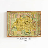 Old Map of Switzerland 1919 Vintage Map | Vintage Map Wall Art Print