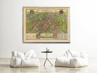 Old Map of Cambridge University England 1929 Vintage Map | Vintage Map Wall Art Print