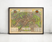 Old Map of Cambridge University England 1929 Vintage Map | Vintage Map Wall Art Print
