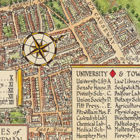 Old Map of Cambridge University England 1929 Vintage Map | Vintage Map Wall Art Print