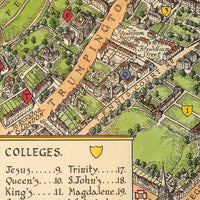 Old Map of Cambridge University England 1929 Vintage Map | Vintage Map Wall Art Print