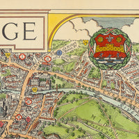 Old Map of Cambridge University England 1929 Vintage Map | Vintage Map Wall Art Print
