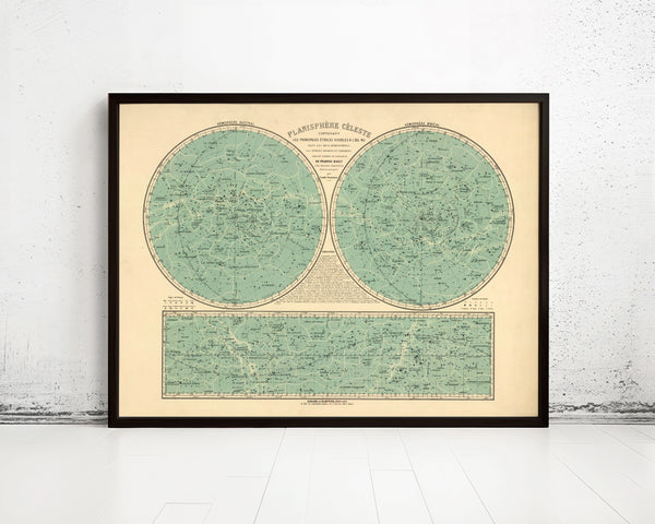 Vintage Celestial Planisphere 1938 showing main stars | Vintage Map Wall Art Print | Large Poster Print | Home Decor Wall Art