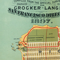 Old Map of San Francisco 1896 Vintage Map San Francisco | Vintage Map Wall Art Print