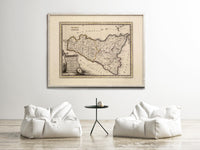 Old Map of Sicily Sicilia Italy 1790 Vintage Map | Vintage Map Wall Art Print
