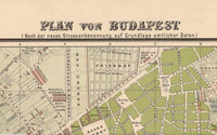 Old Map of Budapest Hungary 1882 Vintage Map | Vintage Map Wall Art Print