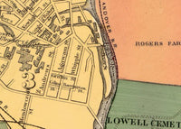 Old Map of Lowell Massachusetts 1881 Vintage Map | Vintage Map Wall Art Print