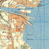 Old Map of Kiel Germany 1949 Vintage Map | Vintage Map Wall Art Print