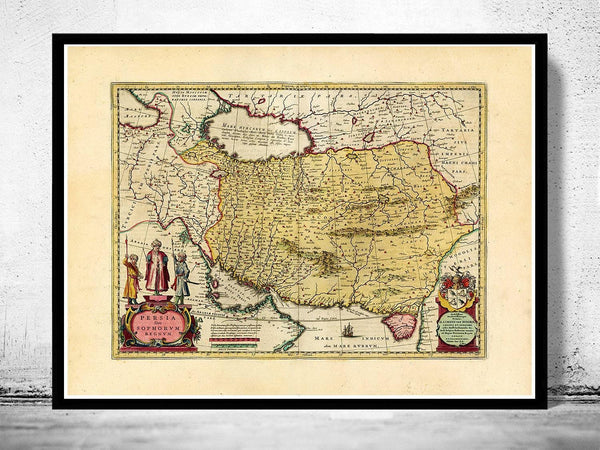 Old Map of Persia Iran 1665  | Vintage Map Wall Art Print