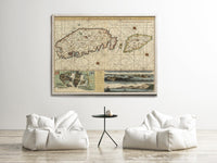 Old Map of Malta Island 1734 Vintage Map | Vintage Map Wall Art Print