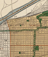 Old Map of Kansas City Missouri 1915 Vintage Map | Vintage Map Wall Art Print