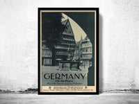 Vintage Poster of Germany, Travel Poster Tourism 1930-40  | Vintage Map Wall Art Print | Large Poster Print | Home Decor Wall Art