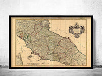 Old Map of Tuscany Toscana Italy 1708 Vintage Map  | Vintage Map Wall Art Print