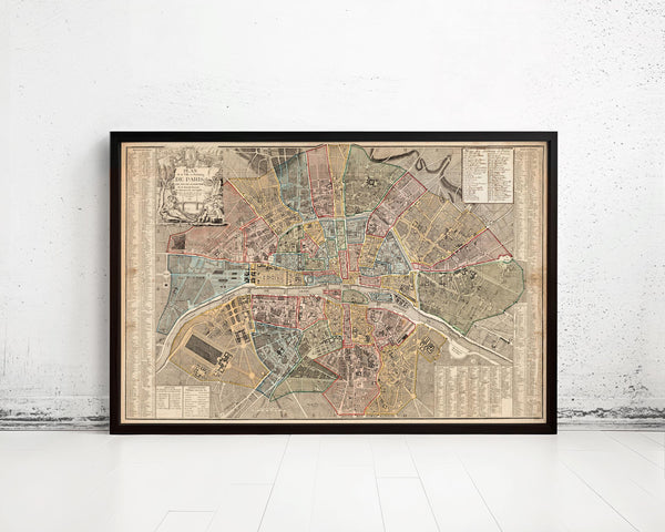Old Map of Paris 1790 France Vintage Map | Vintage Map Wall Art Print