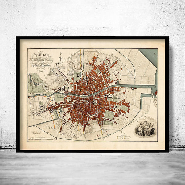 Old Map of Dublin Ireland 1797 Vintage Map | Vintage Map Wall Art Print