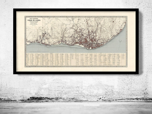 Old Map of Lisbon 1871 Portugal Mapa Antigo de Lisboa Vintage Map | Vintage Map Wall Art Print