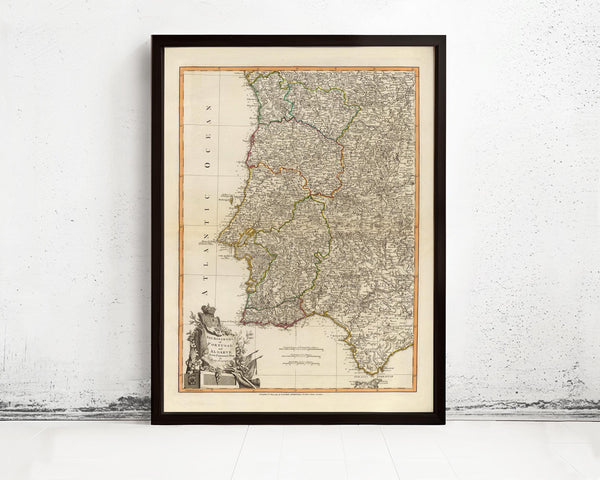 Old Map of Portugal 1794 Mapa de Portugal Portuguese map | Vintage Map Wall Art Print
