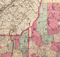 Old Map of New England State 1871 Vintage Map | Vintage Map Wall Art Print