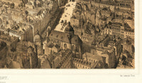 Old View of Paris 1897 France Vintage Map of Paris | Vintage Map Wall Art Print