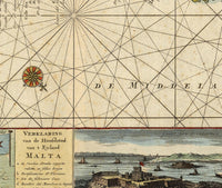 Old Map of Malta Island 1734 Vintage Map | Vintage Map Wall Art Print