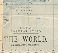 Vintage World Map 1883 Mercator projection Vintage Map | World Map Gift World Map Print | Vintage World Map | World Map Wall Art