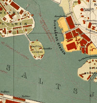 Old Map of Stockholm Sweden 1922 Vintage Map | Vintage Map Wall Art Print