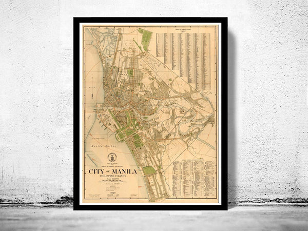 Old Map of Manila Philippines 1920 Vintage Map | Vintage Map Wall Art Print