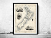 Vintage Map of New Zealand, Old map 1851  | Vintage Map Wall Art Print