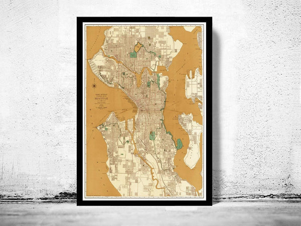 Old Map of Seattle Washington 1924 Seattle Vintage Map | Vintage Map Wall Art Print