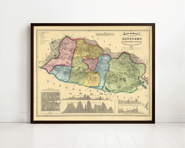 Old Map of El Salvador Honduras 1839 | Vintage Map Wall Art Print
