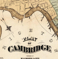 Old Map of Cambridge Massachusetts 1878 Vintage Map | Vintage Map Wall Art Print