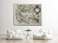 Old Map of Scotland 1602 Sea Monsters Vintage Map of Scotland | Vintage Map Wall Art Print