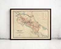 Old Map of Costa Rica 1903 Vintage Map | Vintage Map Wall Art Print