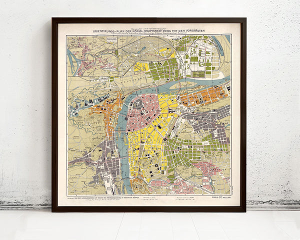 Old Map of Prague 1910 Czech Republic Vintage Map | Vintage Map Wall Art Print