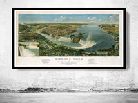 Vintage Panoramic View of Niagara Fall Lake Erie Lake Ontario 1891  | Vintage Map Wall Art Print