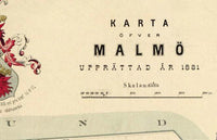 Old Map of Malmo Sweden 1881 Vintage Map | Vintage Map Wall Art Print