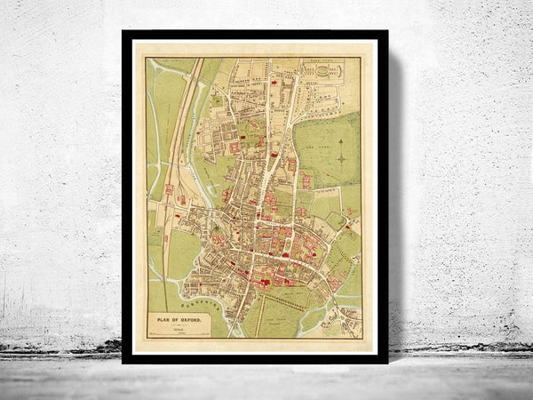 Old Map of Oxford 1910 England Vintage Map | Vintage Map Wall Art Print