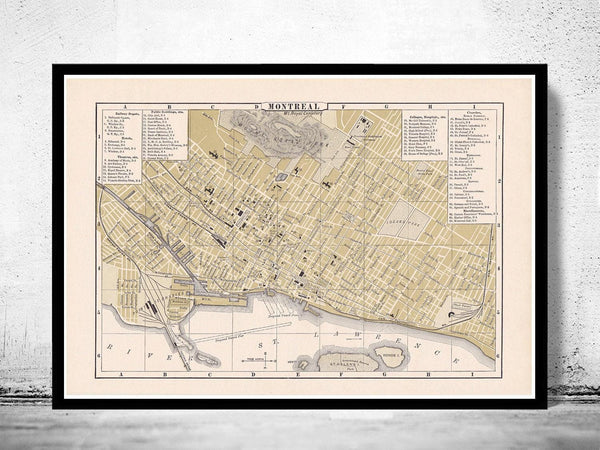Old Map of Montreal Canada 1894 Vintage Montreal map  | Vintage Map Wall Art Print