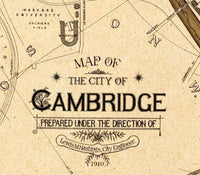 Old Map of Cambridge Massachusetts 1910 Vintage Map  | Vintage Map Wall Art Print