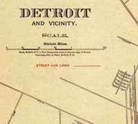 Old map of Detroit 1911 Vintage Map | Vintage Map Wall Art Print