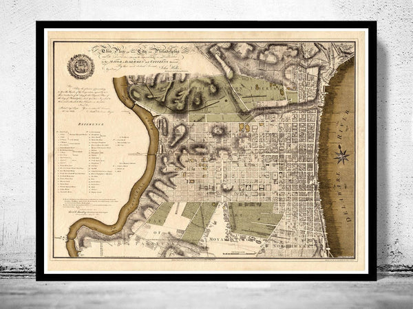 Old Map of Philadelphia 1796 Vintage Map | Vintage Map Wall Art Print