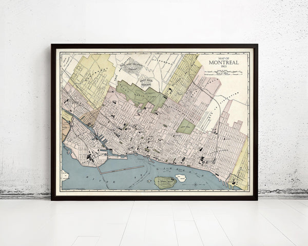 Old Map of Montreal Canada 1903 Vintage Map | Vintage Map Wall Art Print