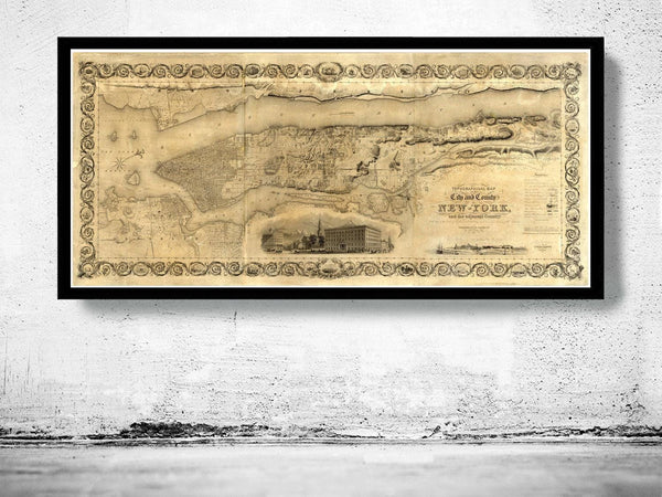 Old Map of New York 1836 Manhattan Vintage Map | Vintage Map Wall Art Print