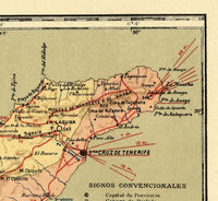 Old Map of Tenerife Canary Islands 1900  | Vintage Map Wall Art Print