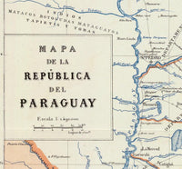 Old Map Paraguay 1888 Vintage Map | Vintage Map Wall Art Print