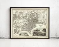 Old Map of Napoli Naples Italy 1845 Vintage Map | Vintage Map Wall Art Print
