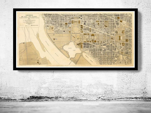 Old Map of Washington DC 1917 Vintage Map | Vintage Map Wall Art Print